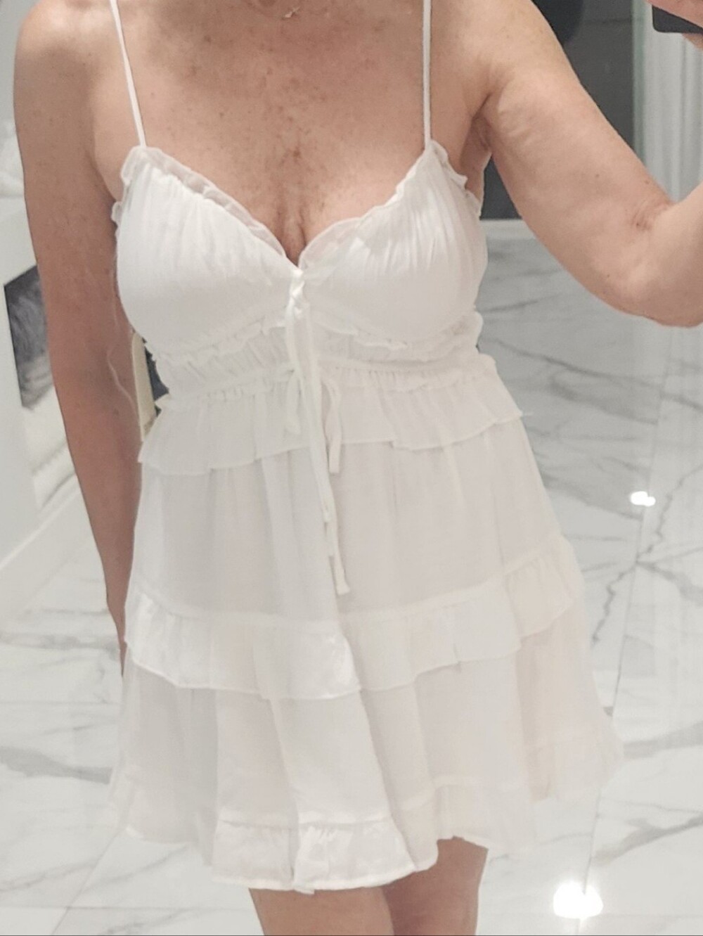 White Ruffled Camisole Chemise Nightdress